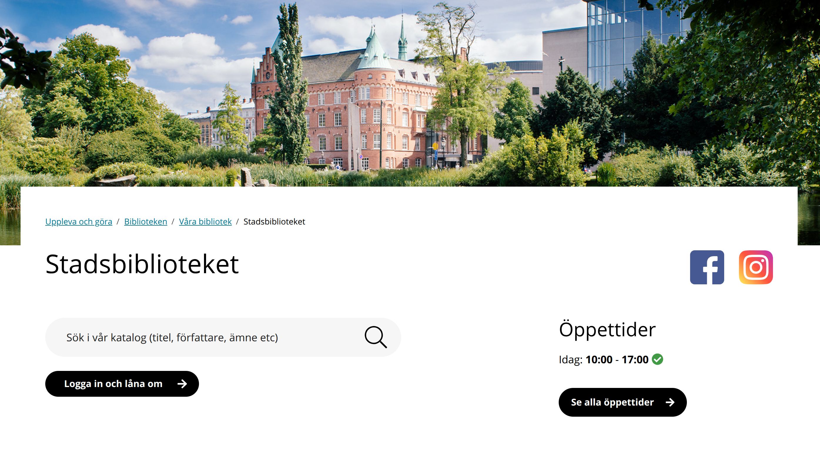 Malmö stadsbibliotek visar stolt upp sina sponserer Facebook och Instagram.
