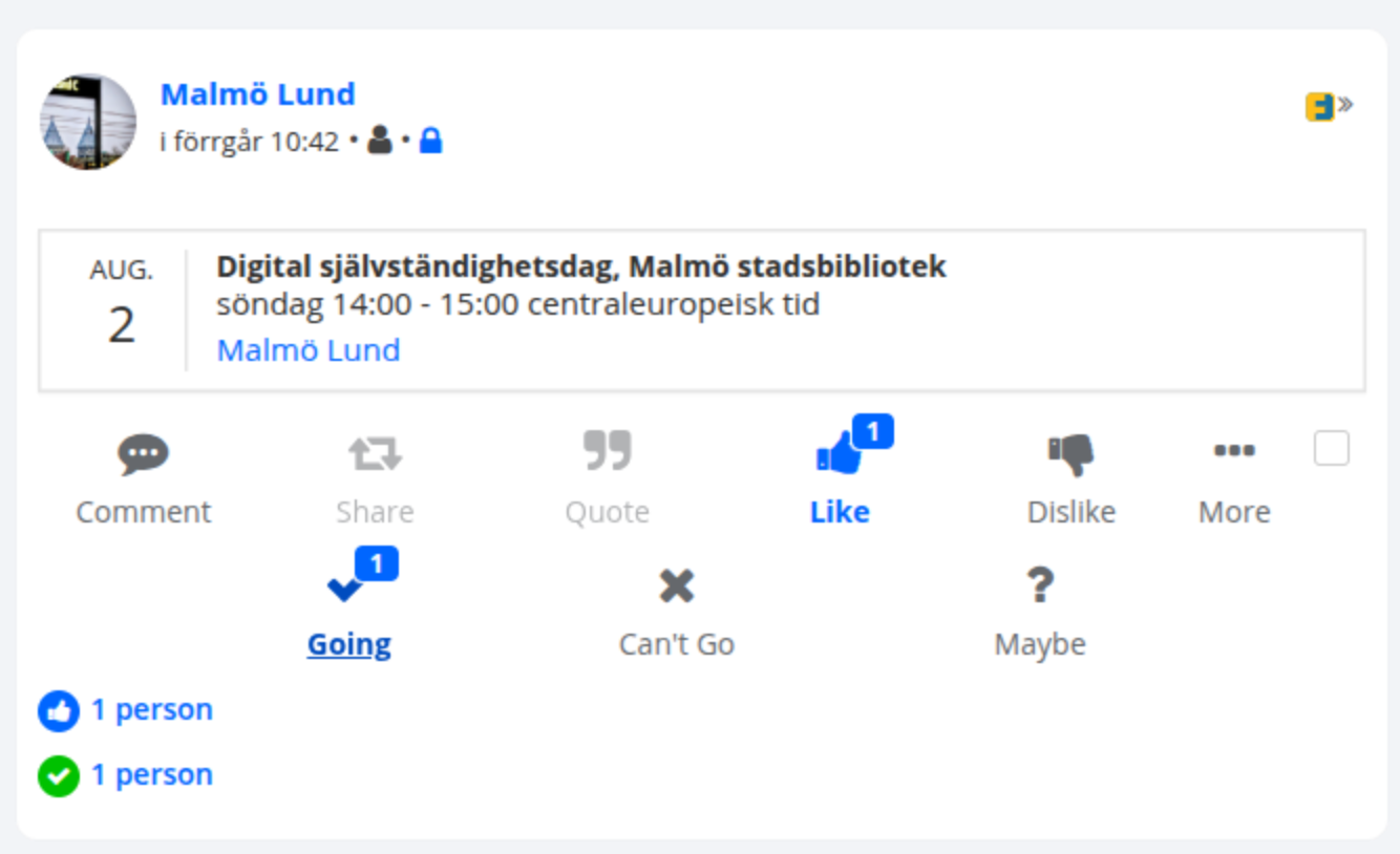 Kalenderhändelse i Friendica.
